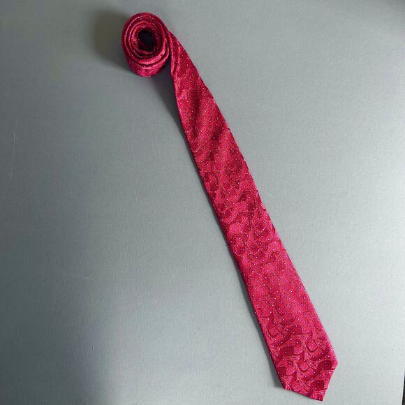 Robert Talbott Tie Silk Red Hand Sewn Diamond patterned wave - Picture 3 of 9